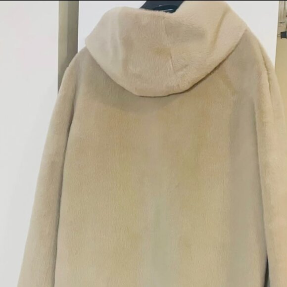 Adrienne Landau Hooded  Faux Fur Coat - Picture 3 of 4